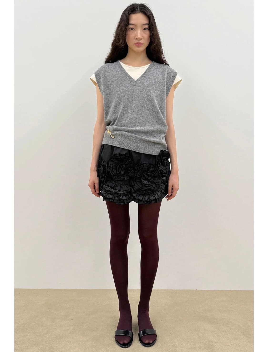 시눈 Rose Frill Mini Skirt (Black) 상품이미지2
