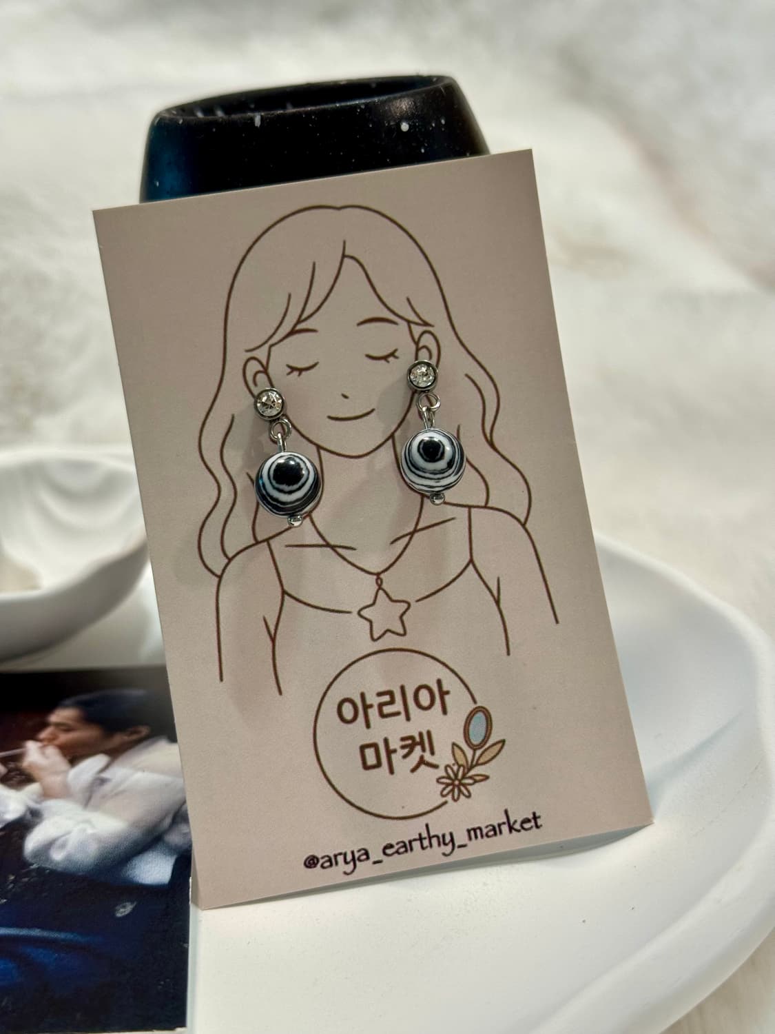 하나뿐인 무늬〰️ 마블 스톤 귀걸이🦓🖤 상품이미지2