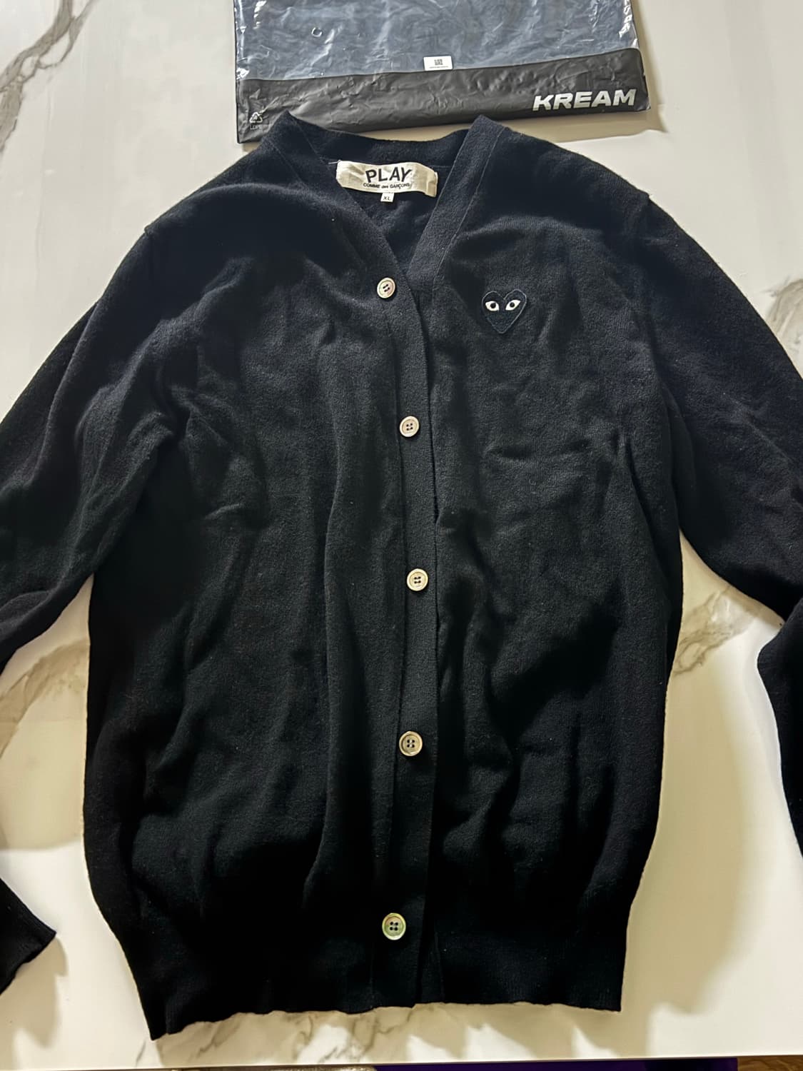 꼼데가르송 블랙하트 울니트 카디건 (블랙xl) 상품이미지2