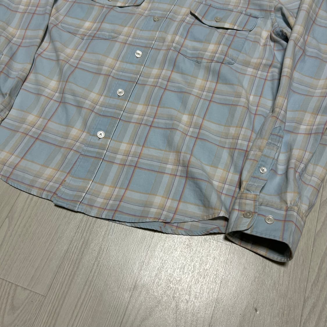 [L] 자라 x 아론레빈 라이트데님 체크셔츠 상품이미지5