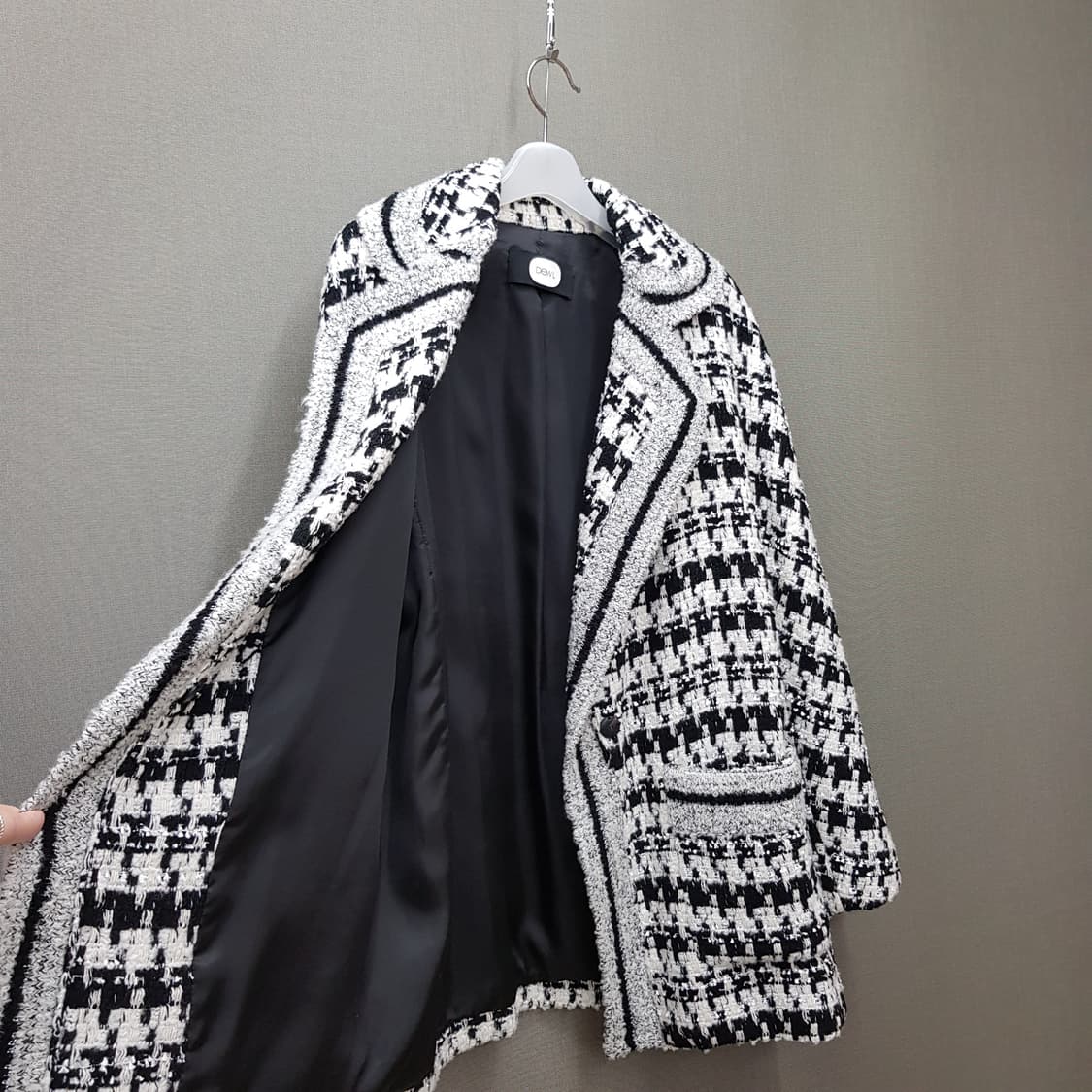 듀엘 DEWL 2021 하운드체크 니트 배색 자켓 S사이즈 상품이미지3