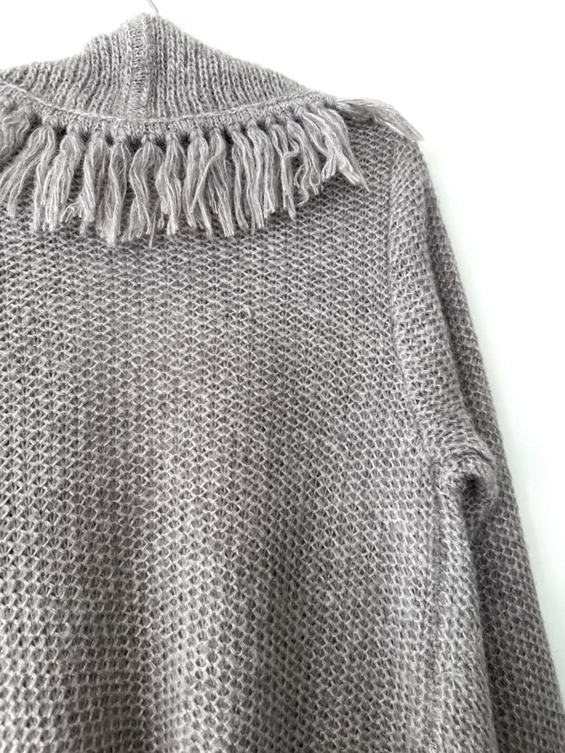 Grunge tassel alpaca cardigan / grey 상품이미지3