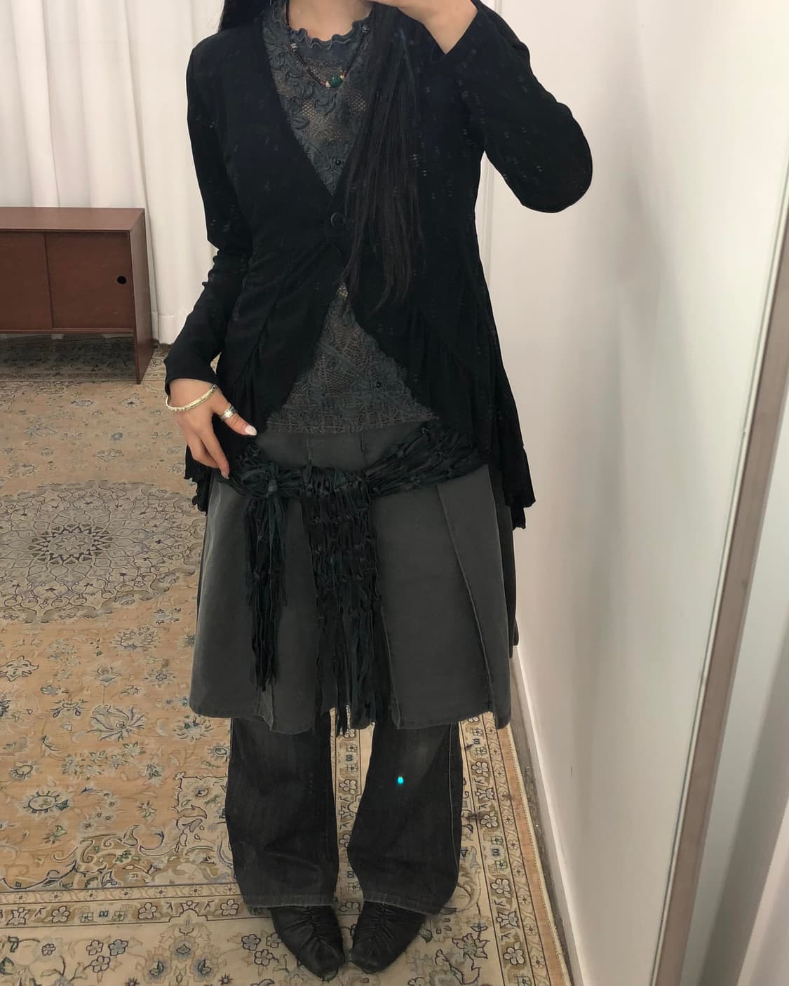 블랙 프릴 가디건 상품이미지5