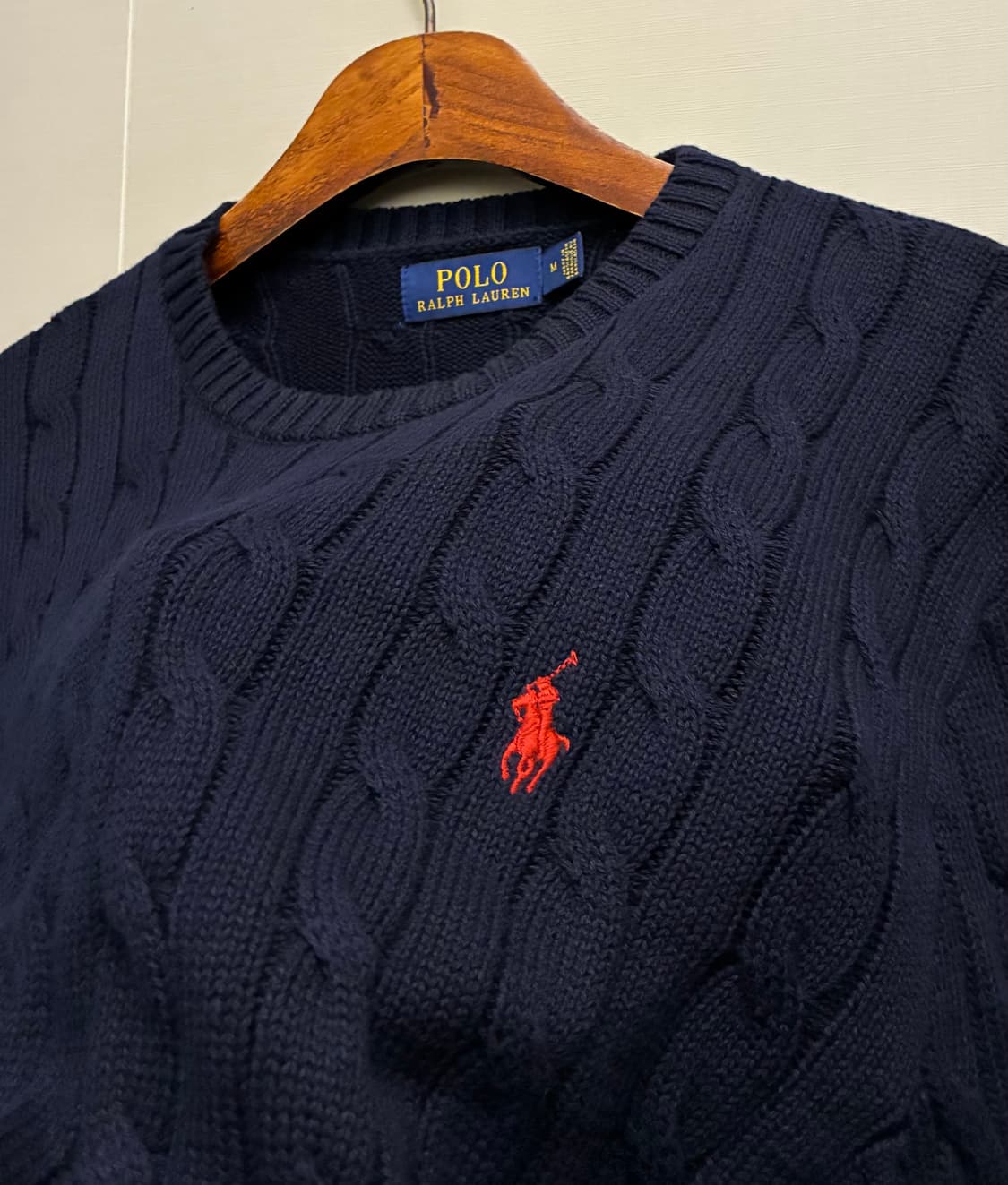(M/100)폴로랄프로렌 코튼 케이블 꽈배기 니트 네이비 폴로니트 상품이미지5