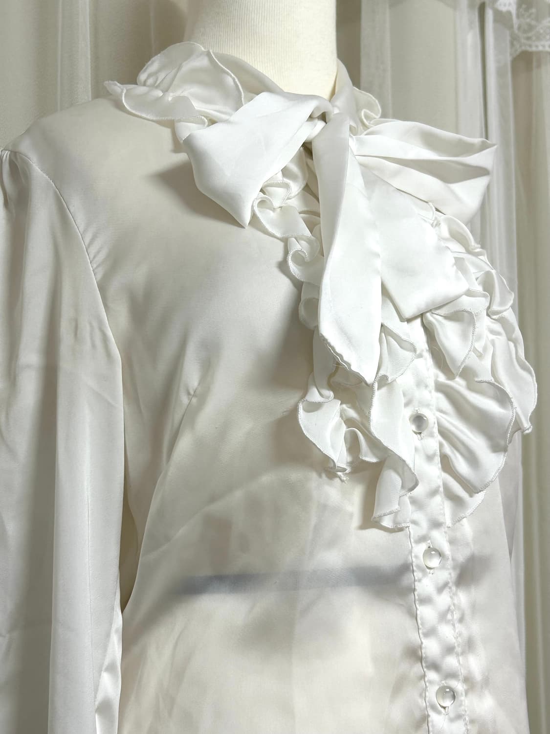 Midori k plan 쉬폰 러플 리본 블라우스셔츠 상품이미지1