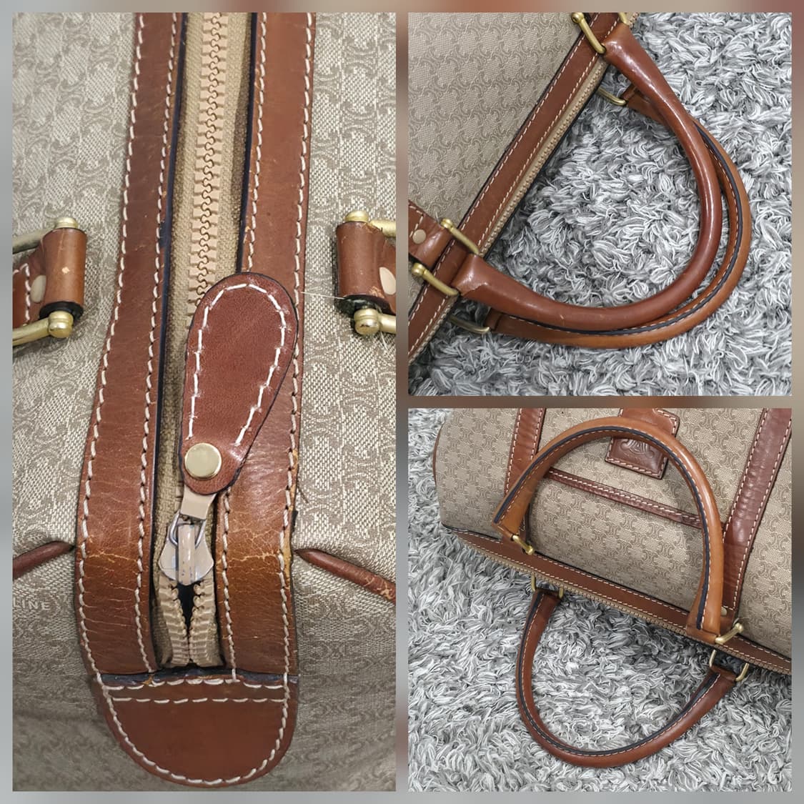 셀린느 빈티지 마카담 보스턴백 30 여행가방 베이지  상품이미지5