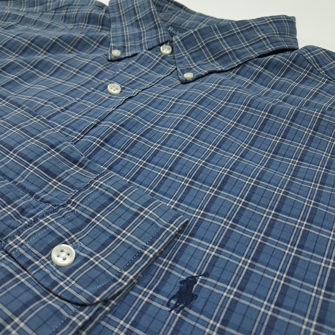 CK048 2XLT 폴로 00s 네이비 스몰 타탄체크 셔츠 남방 상품이미지4