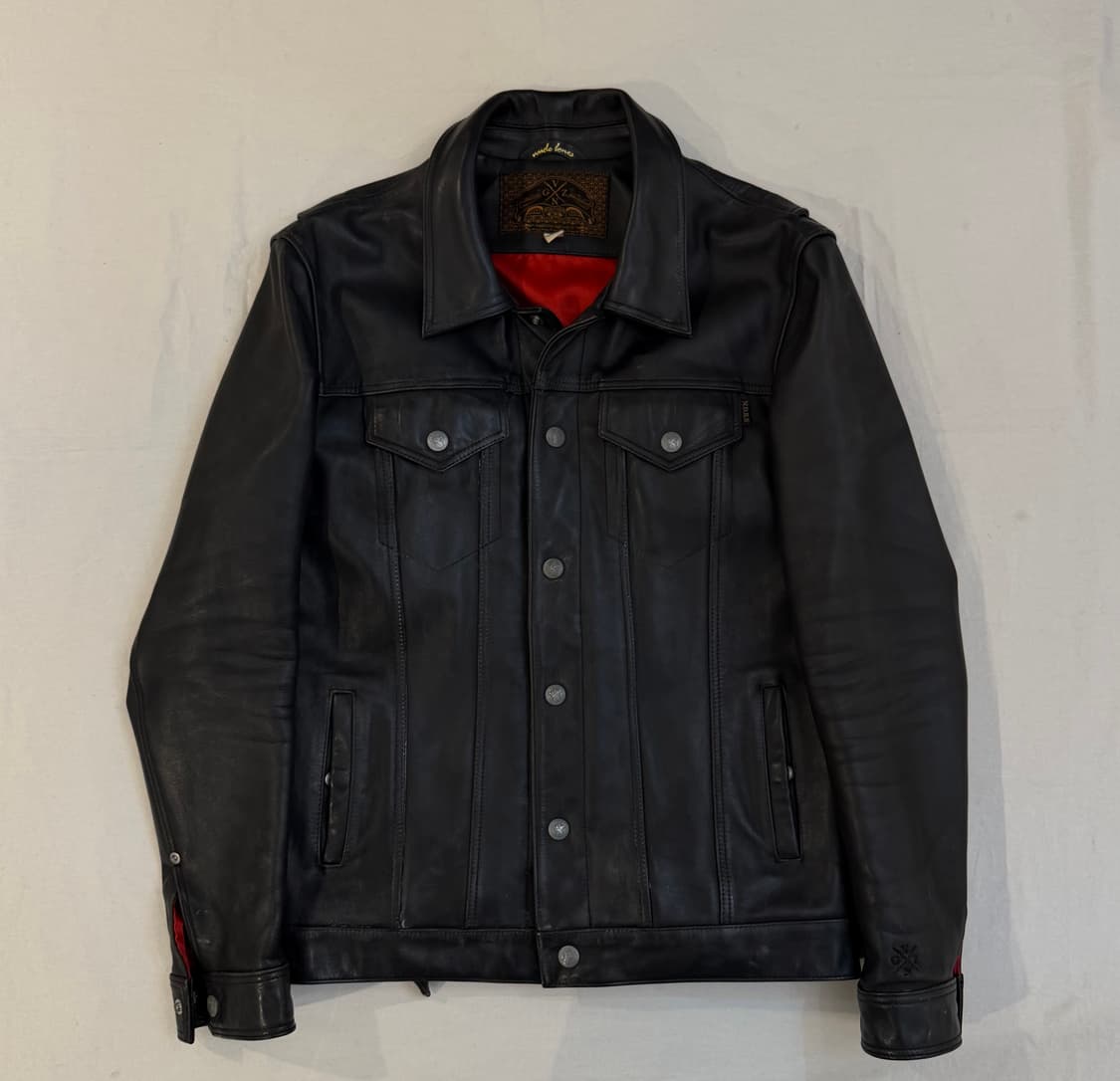 누드본즈 머스탱 트러커 카우레더 가죽자켓 블랙 상품이미지1