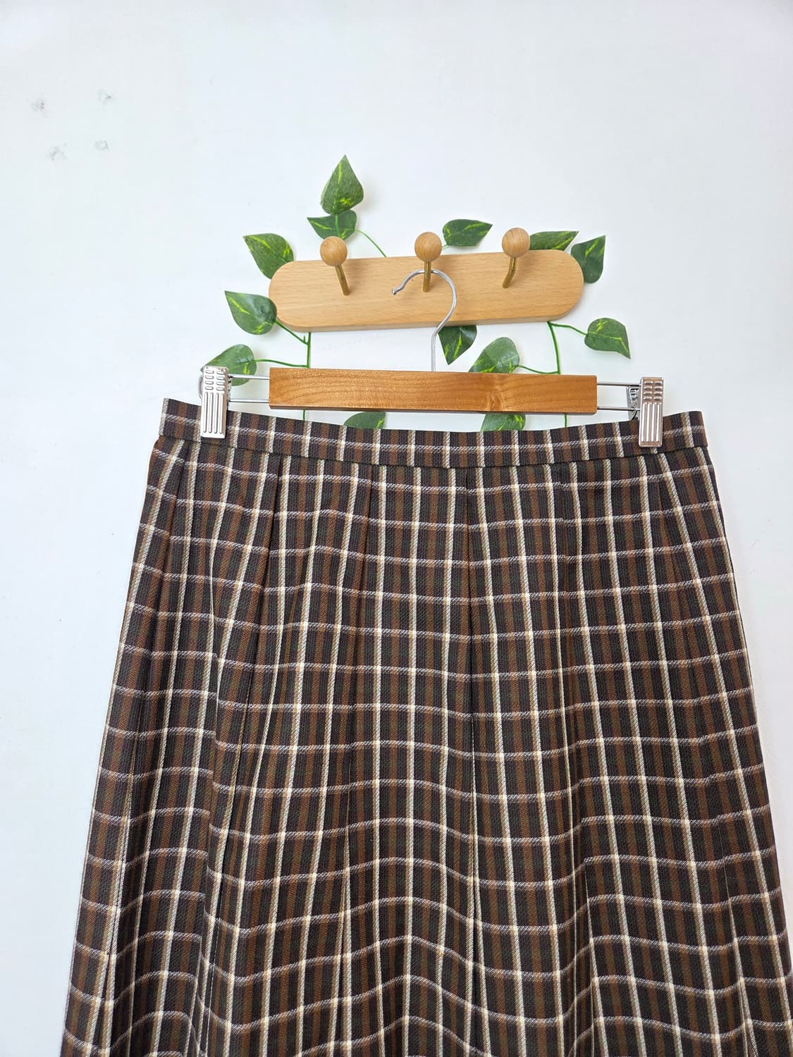 브라운 체크 울스커트 상품이미지2