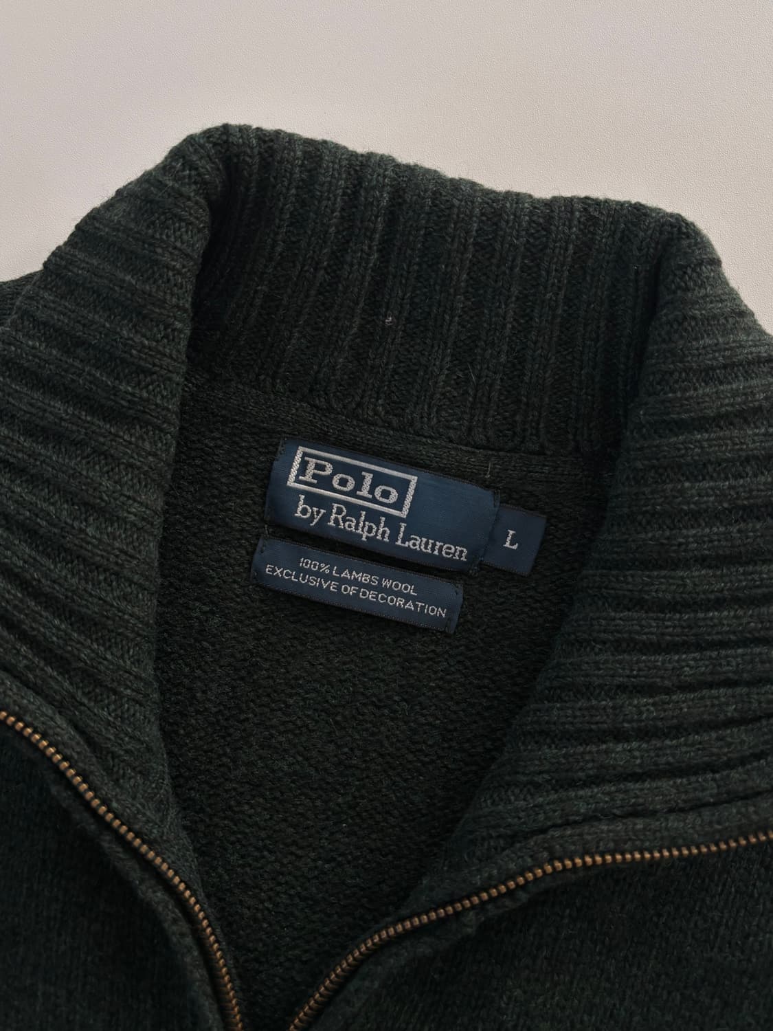 Polo 폴로 랄프로렌 엠브로이드 딥그린 램스울 니트 집업 상품이미지6