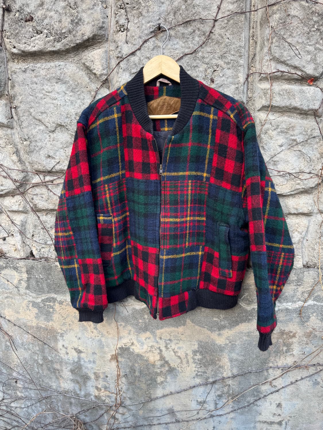 90s 울리치 빈티지 체크패턴 울 블루종 해링턴 자켓 상품이미지1