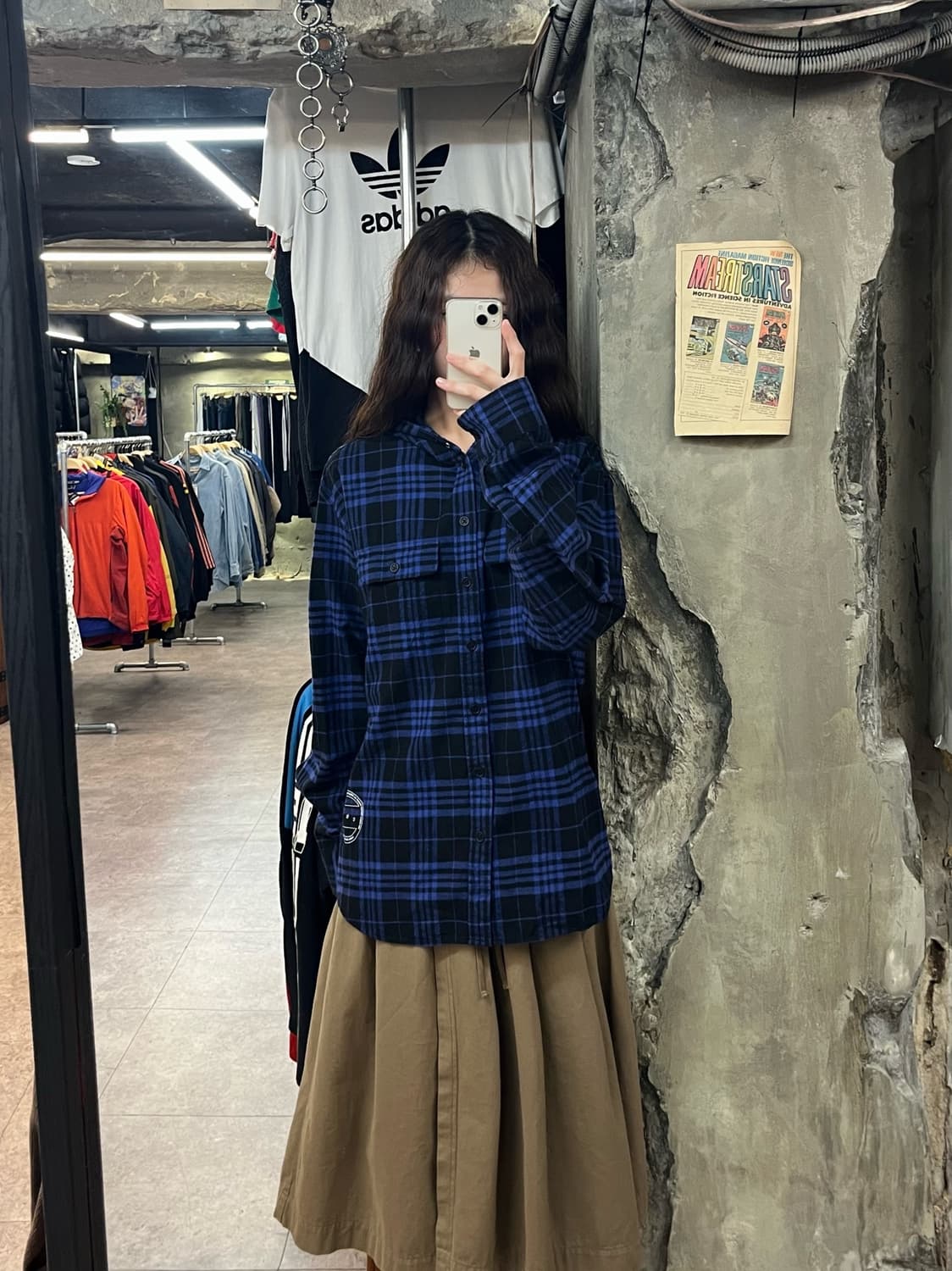 디스이즈네버뎃 체크 후드 셔츠 블루 L #csz2207 상품이미지2