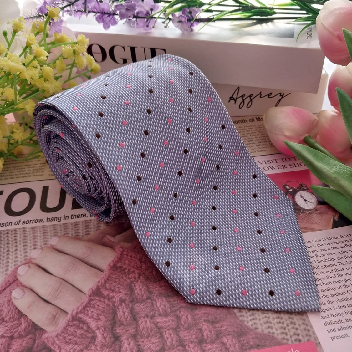 알테아 실크 하늘색 도트 넥타이 8.7cm A+등급 K1337
 상품이미지2