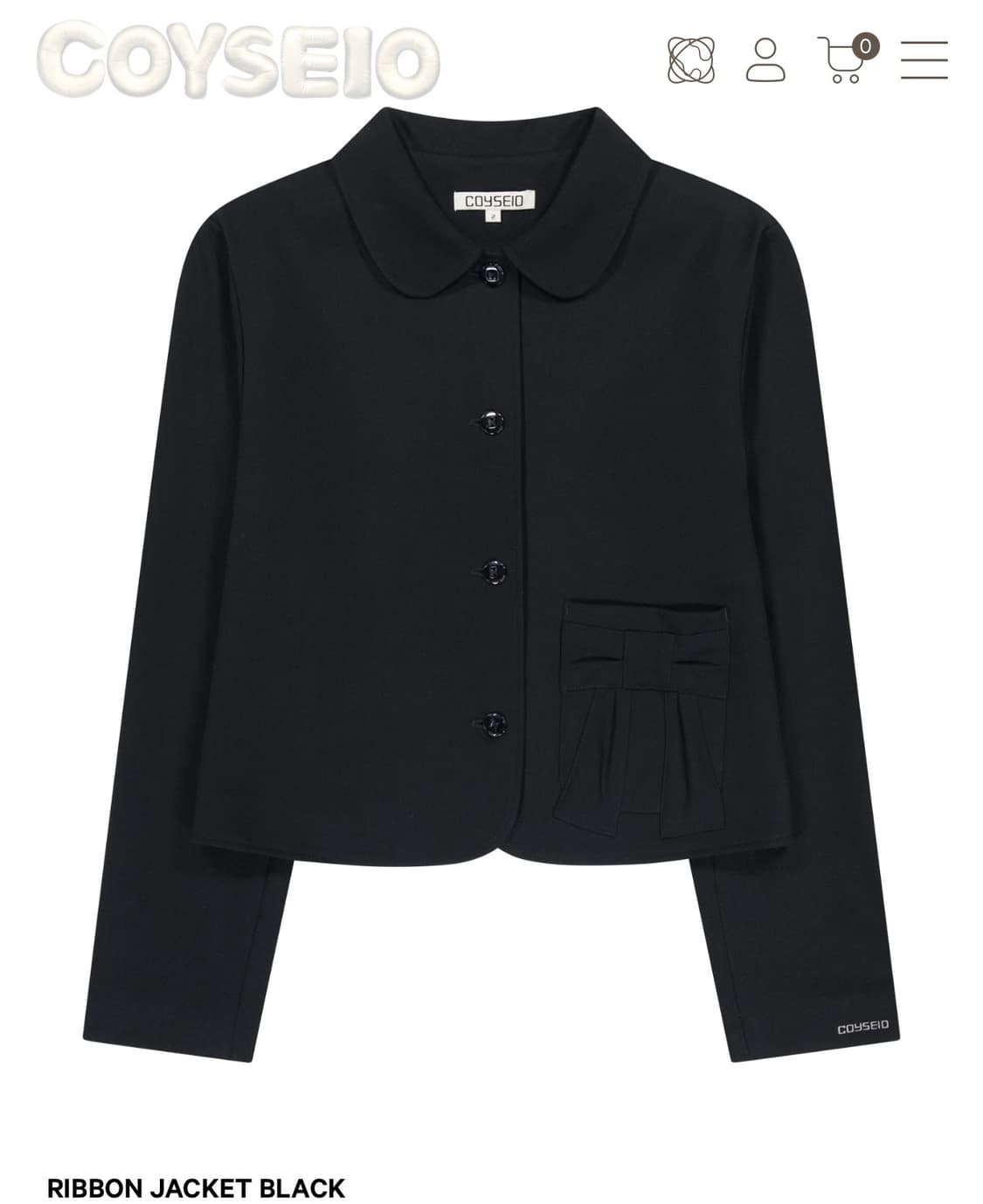 코이세이오 리본 자켓+ 플리츠 스커트 블랙 상품이미지1