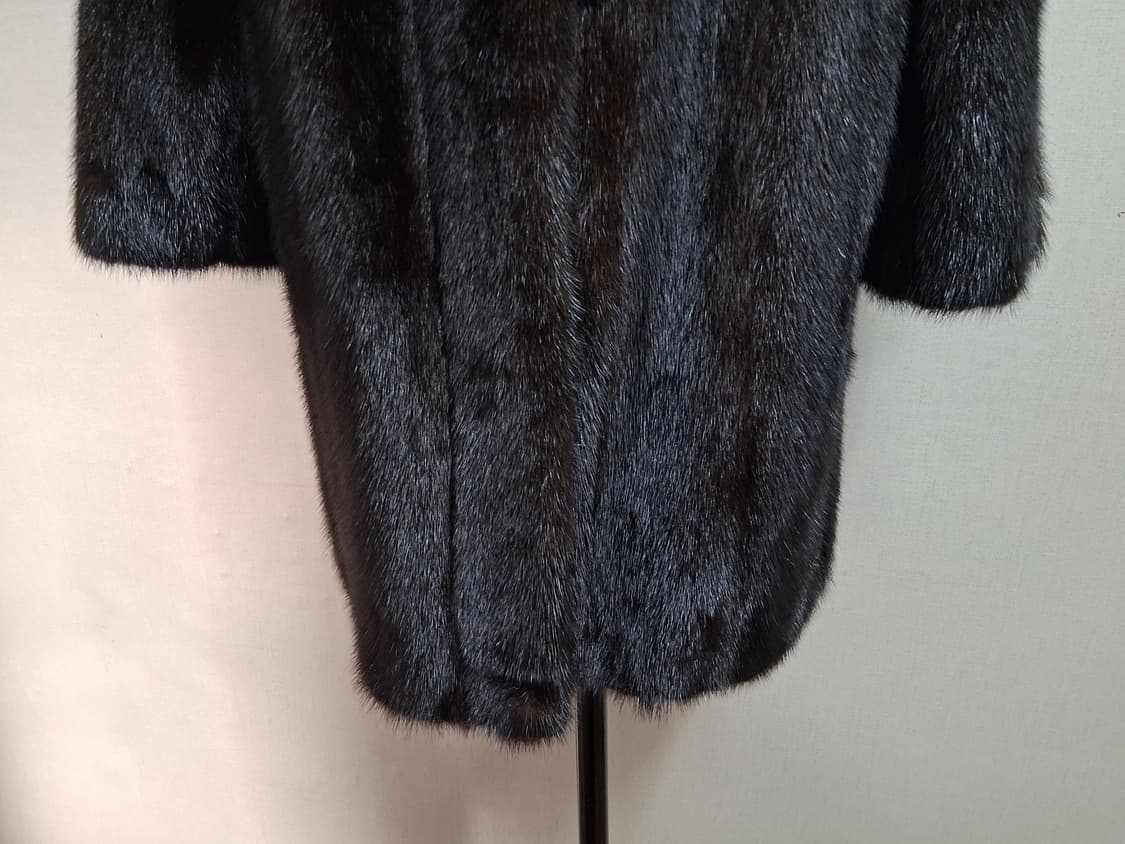 일본구제 ROTINY 밍크하프쟈켓 밍크코트 짙은브라운 검정섞인 66까지 상품이미지5