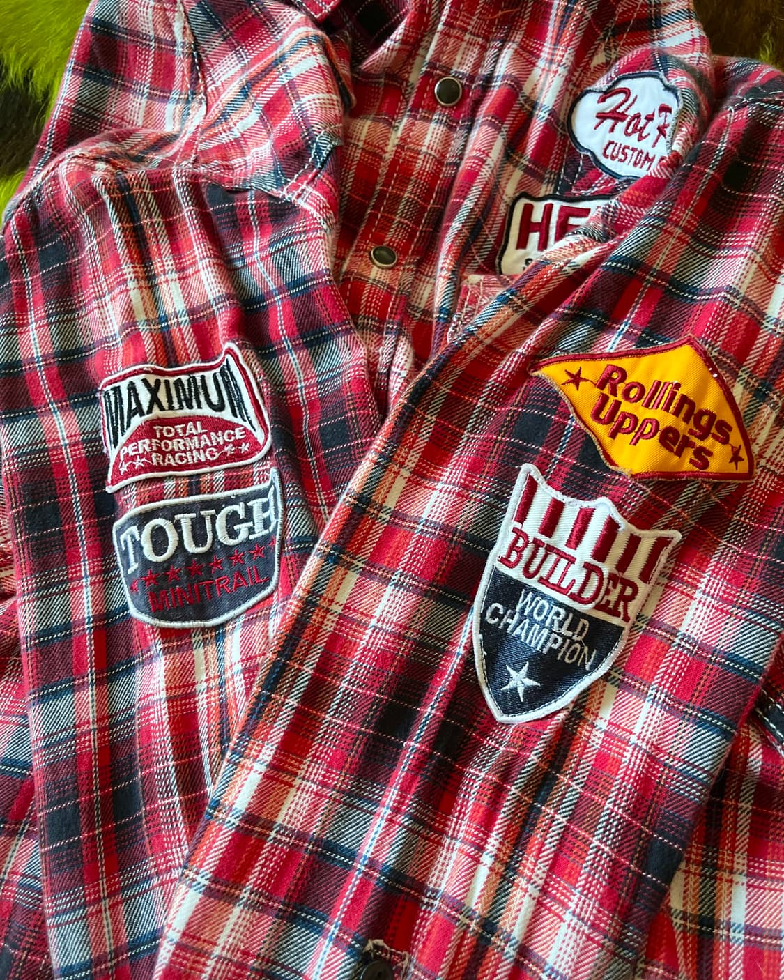 90-00s M&S Japan Punk Patch Check Shirt 상품이미지5