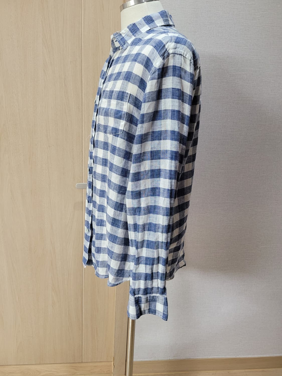 유니온베이 Unionbay 남자 린넨 체크셔츠 105 블루 상품이미지5