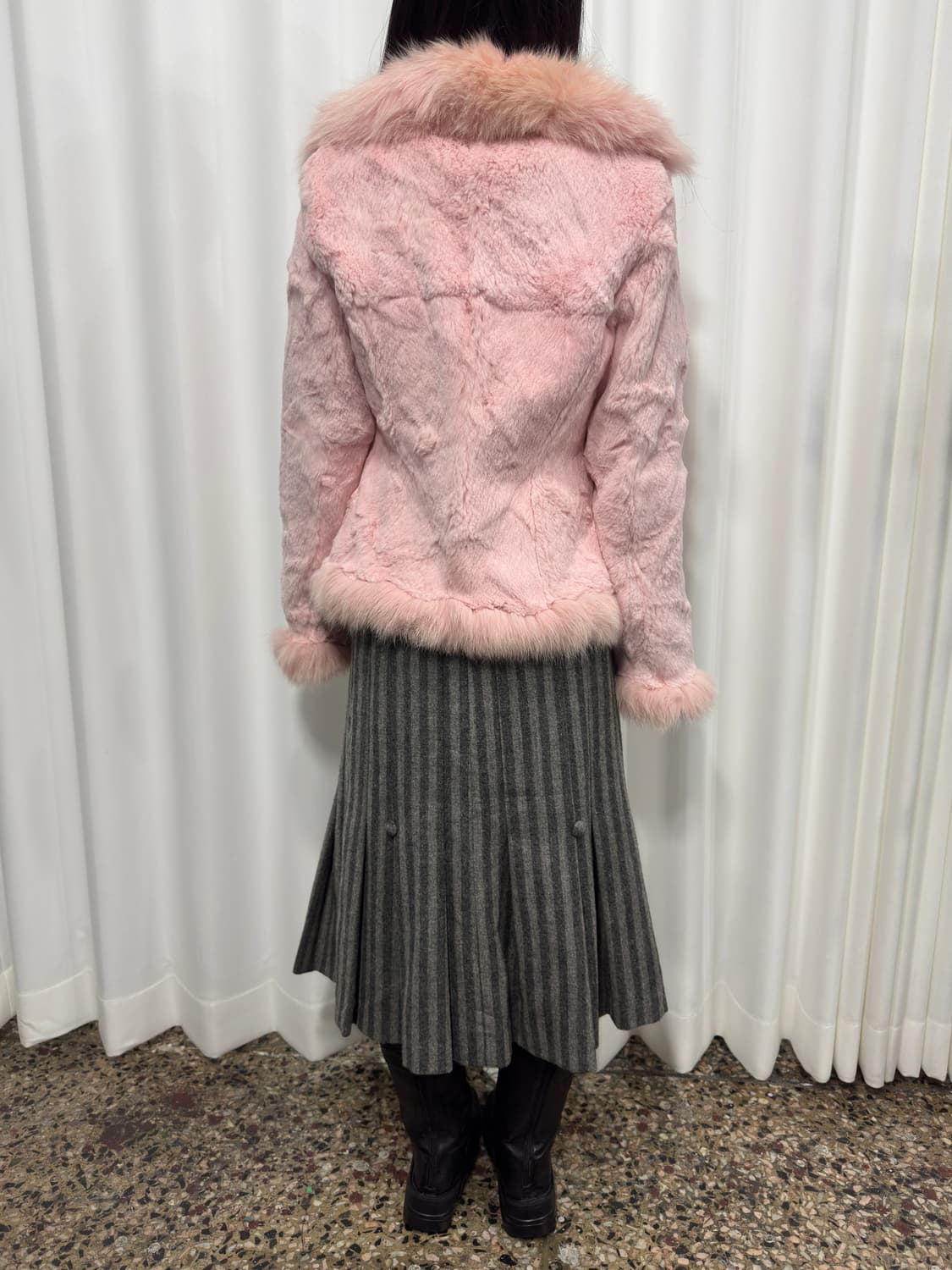 etoile selection pink rabbit fur jacket 상품이미지5