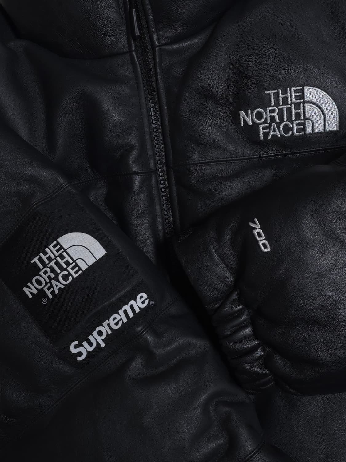 [L] 슈프림 노스페이스 레더 눕시 패딩 블랙 상품이미지4