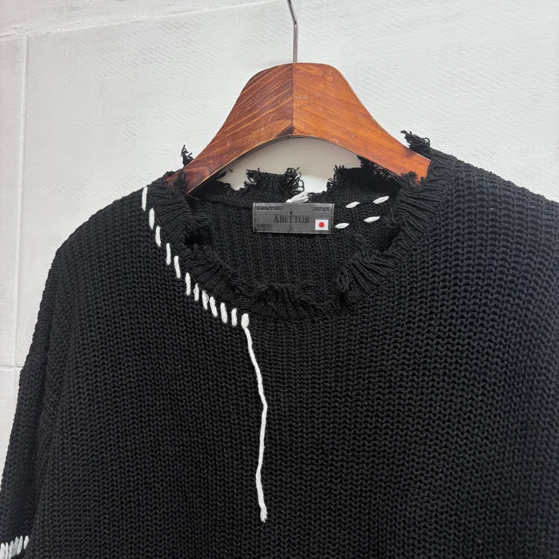 디스커버드 st 일본 그런지 히피 스티치 블랙 니트   상품이미지2