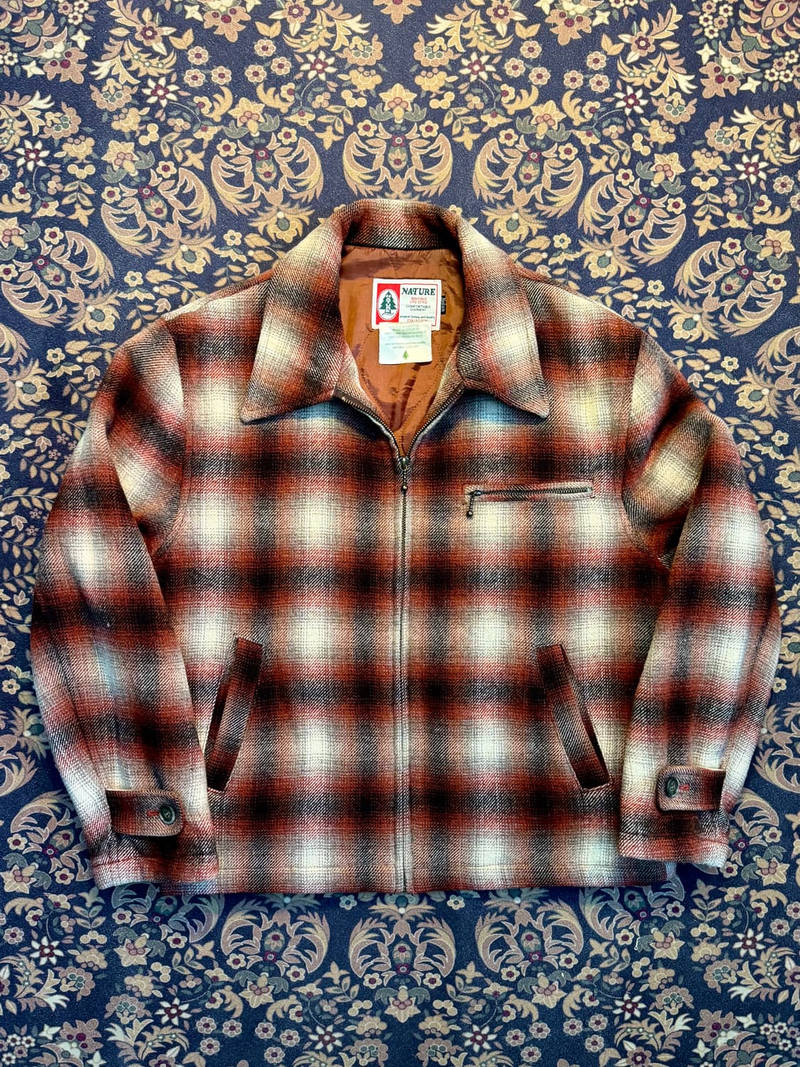빈티지 Nature 옴브레 체크 울 스포츠자켓 상품이미지1