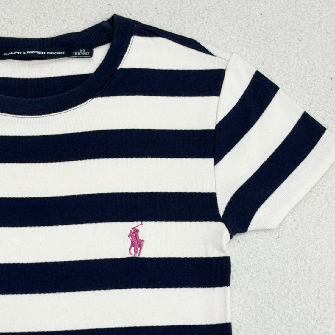 POLO 여성용 스트라이프 크루넥 반팔 티 XS 상품이미지3