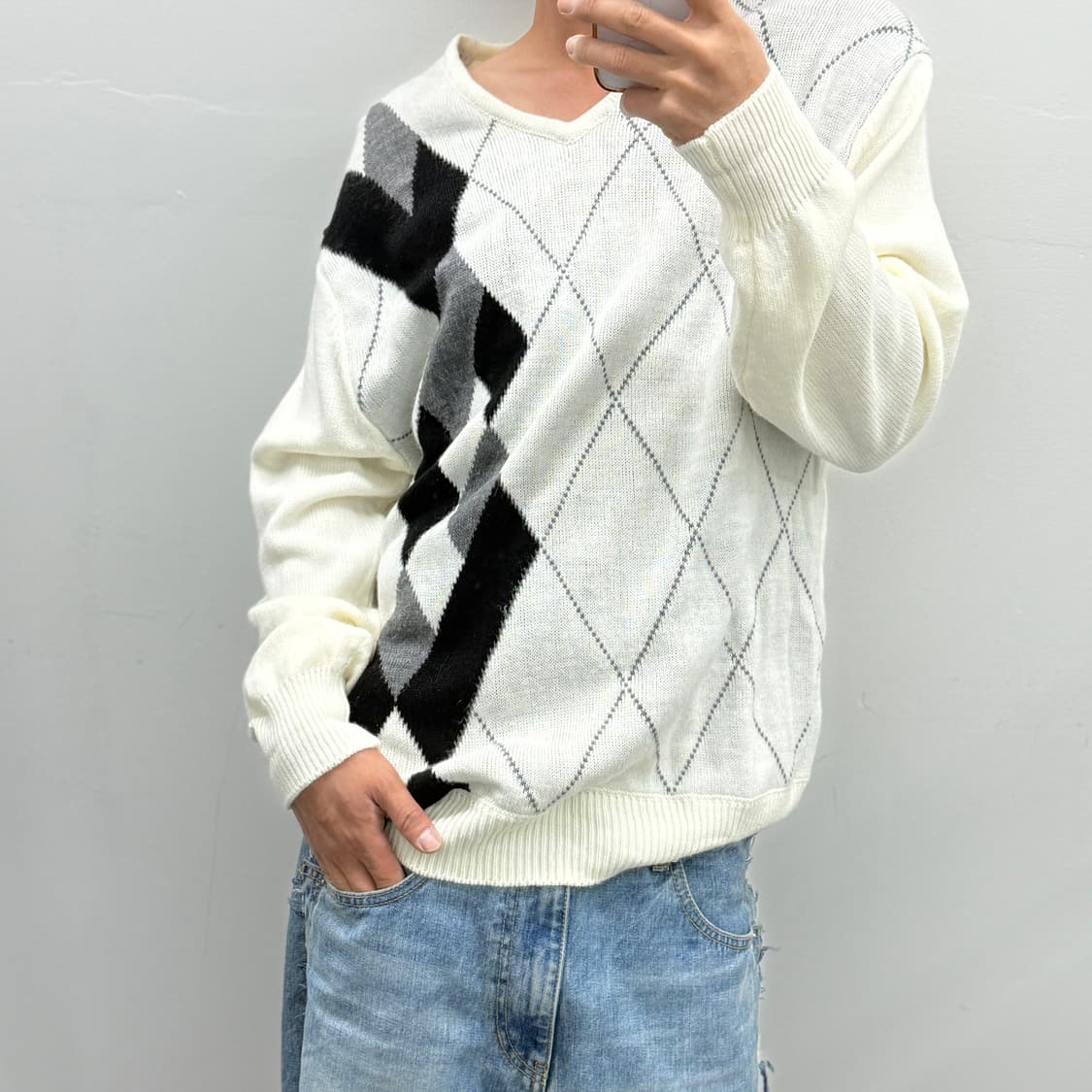 남성 아가일 니트티셔츠 상품이미지2