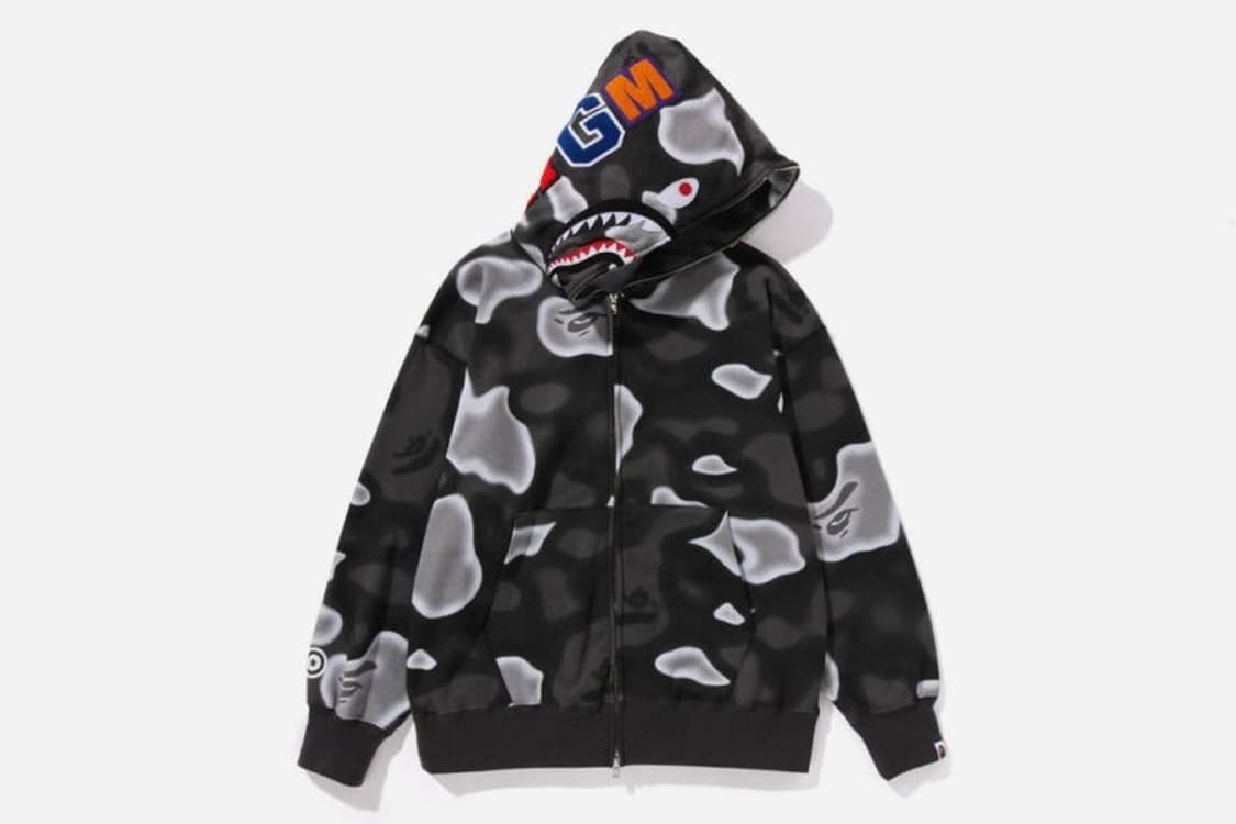 베이프 리퀴드 카모 샤크 후드집업 흑계 상품이미지1