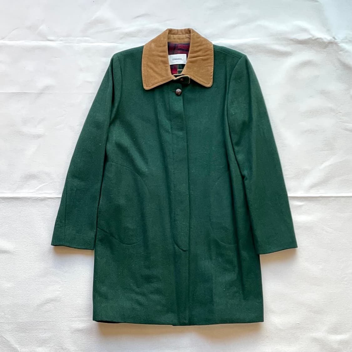 어텐션 그린 코트 맥코트 코듀로이 카라 초어 헌팅 자켓 타탄 체크 상품이미지4