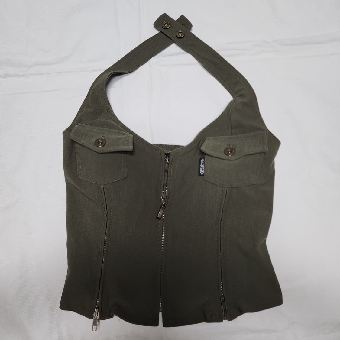 빈티지 카키 홀터넥 나시 슬리브리스 상품이미지2