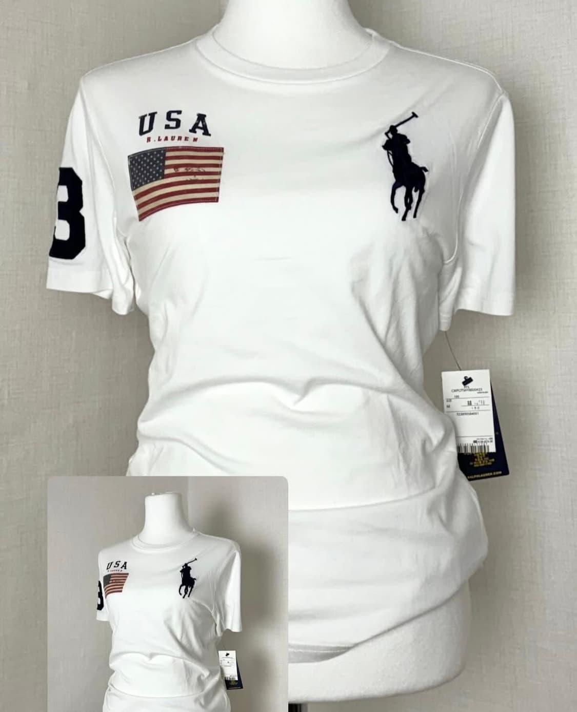 빅포니 폴로 랄프로렌 USA 반팔 티셔츠 화이트 상품이미지1