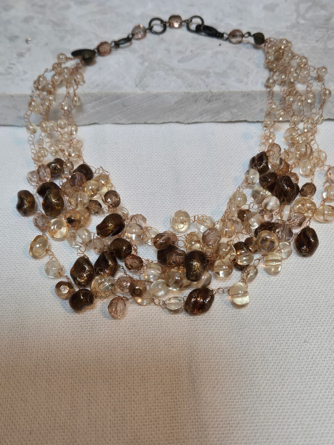 FURLA 이탈리아 멀티 글라스 비즈 볼드 넥클리스 / 앰버 브라운 믹스 상품이미지3