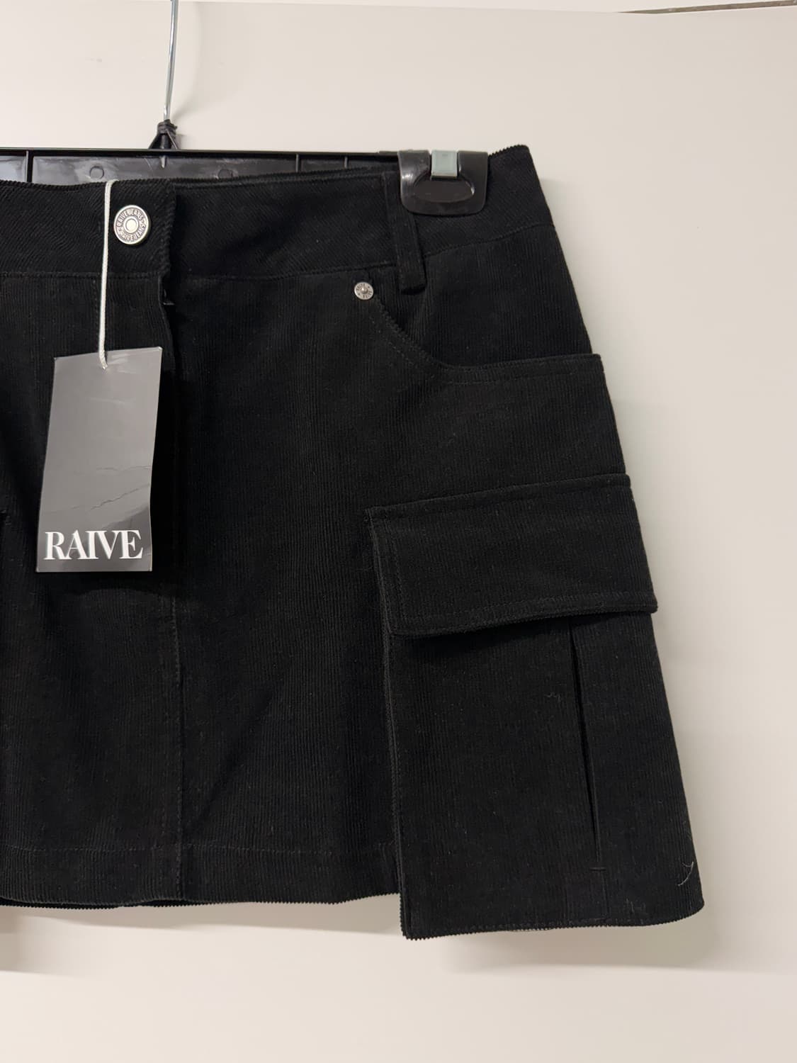 레이브 RAIVE 블랙 코듀로이 미니 스커트 S (새상품) 상품이미지2