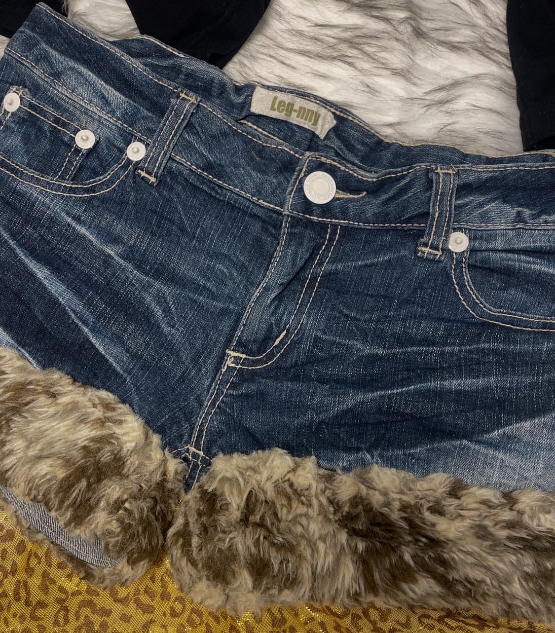 빈티지 호피 퍼 팬츠 쇼츠 로우라이즈 상품이미지2