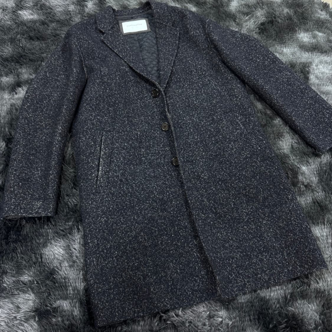 투티/0089 커스텀멜로우 울 혼방 롱 코트 네이비 상품이미지1