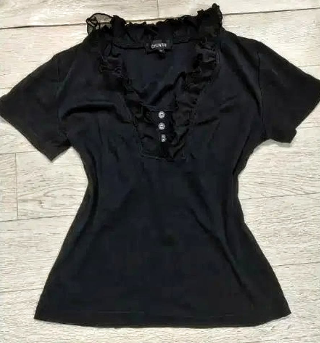 빈티지 반팔프릴티셔츠 y2k공겜여주긱시크헤이세이로맨틱갸루로걀탑히메갸루펑크 상품이미지1