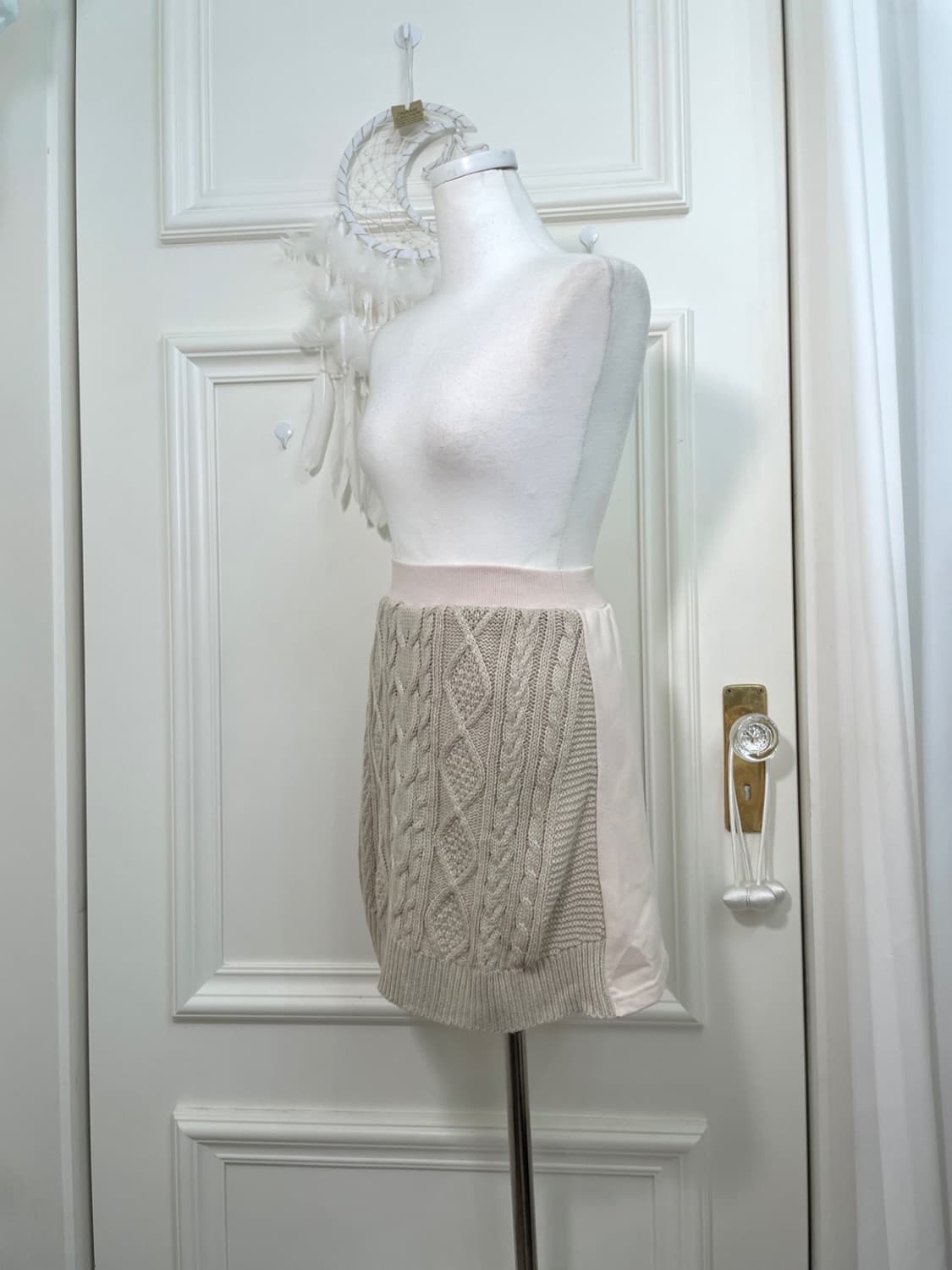 pink ivory twist knit mini skirt(size-M) 상품이미지2