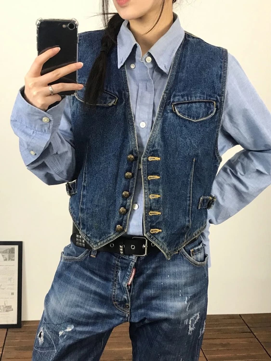 90s Satisfaction Denim Vest 상품이미지2