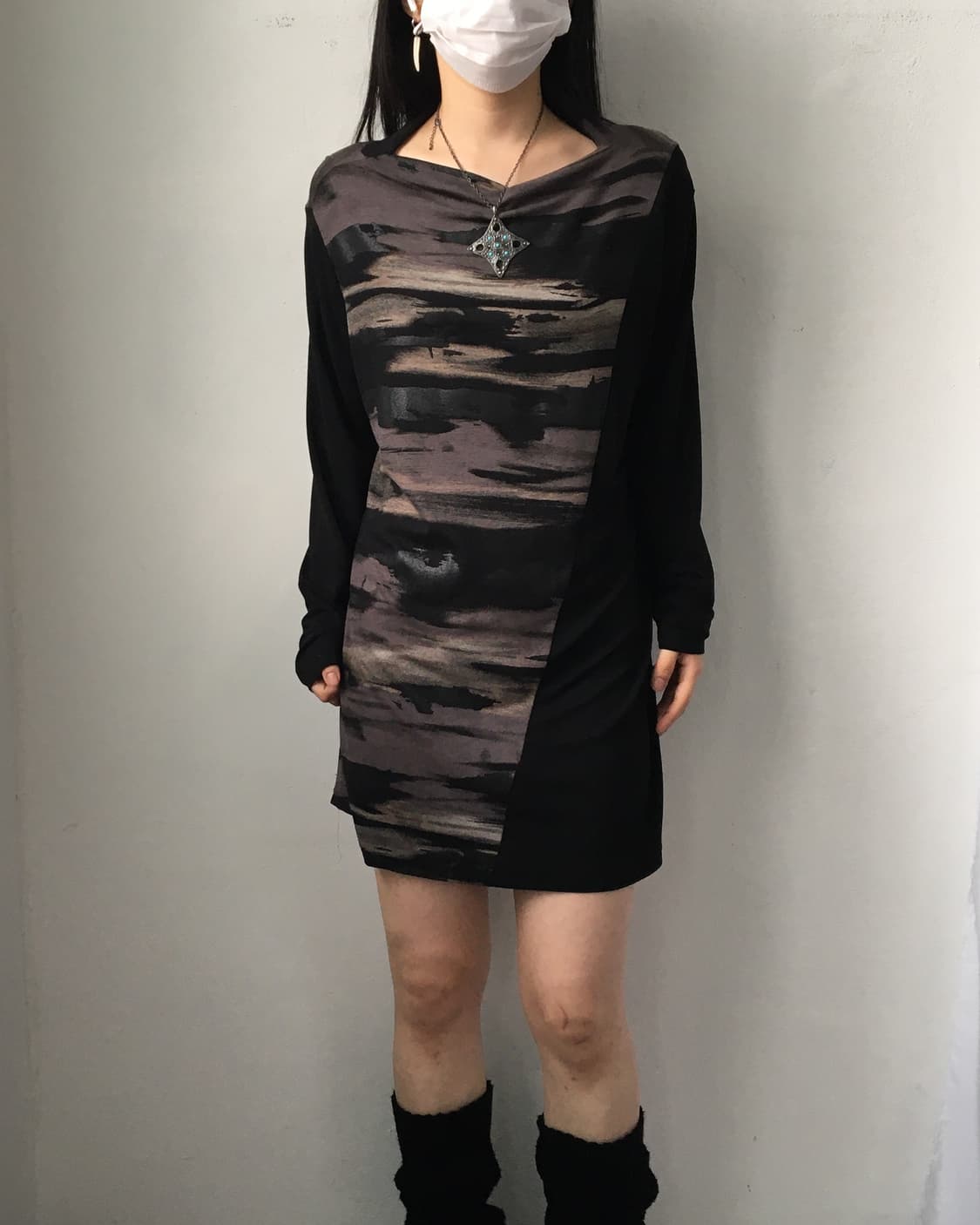 Printing layer point sleeve onepiece 상품이미지5