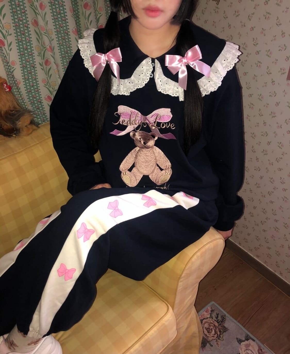 테디스러브Bear embroidery Lace Collar MTM 로리타 상품이미지1