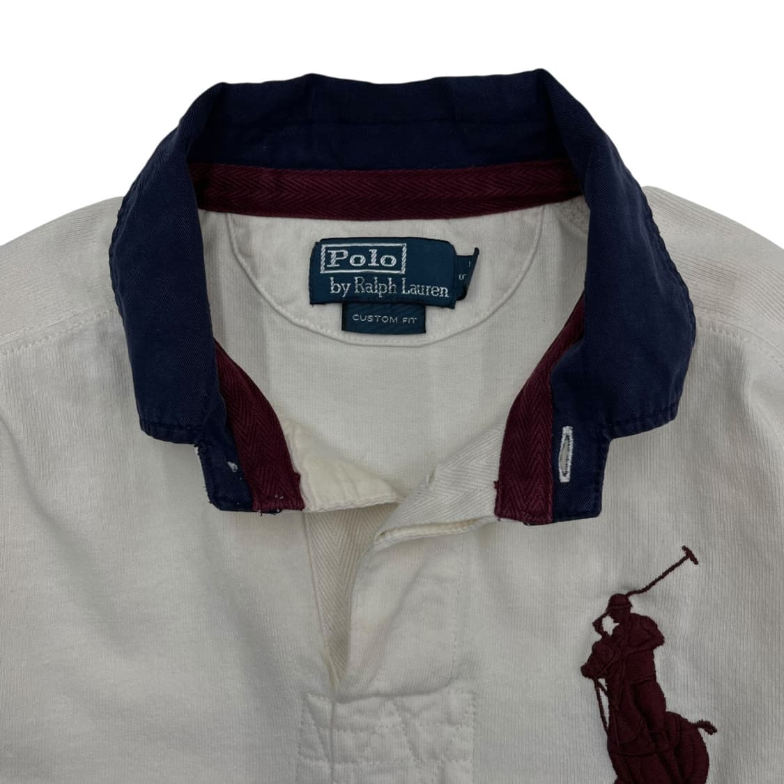 폴로 랄프로렌 버건디 빅포니 화이트 카라티 S 상품이미지5