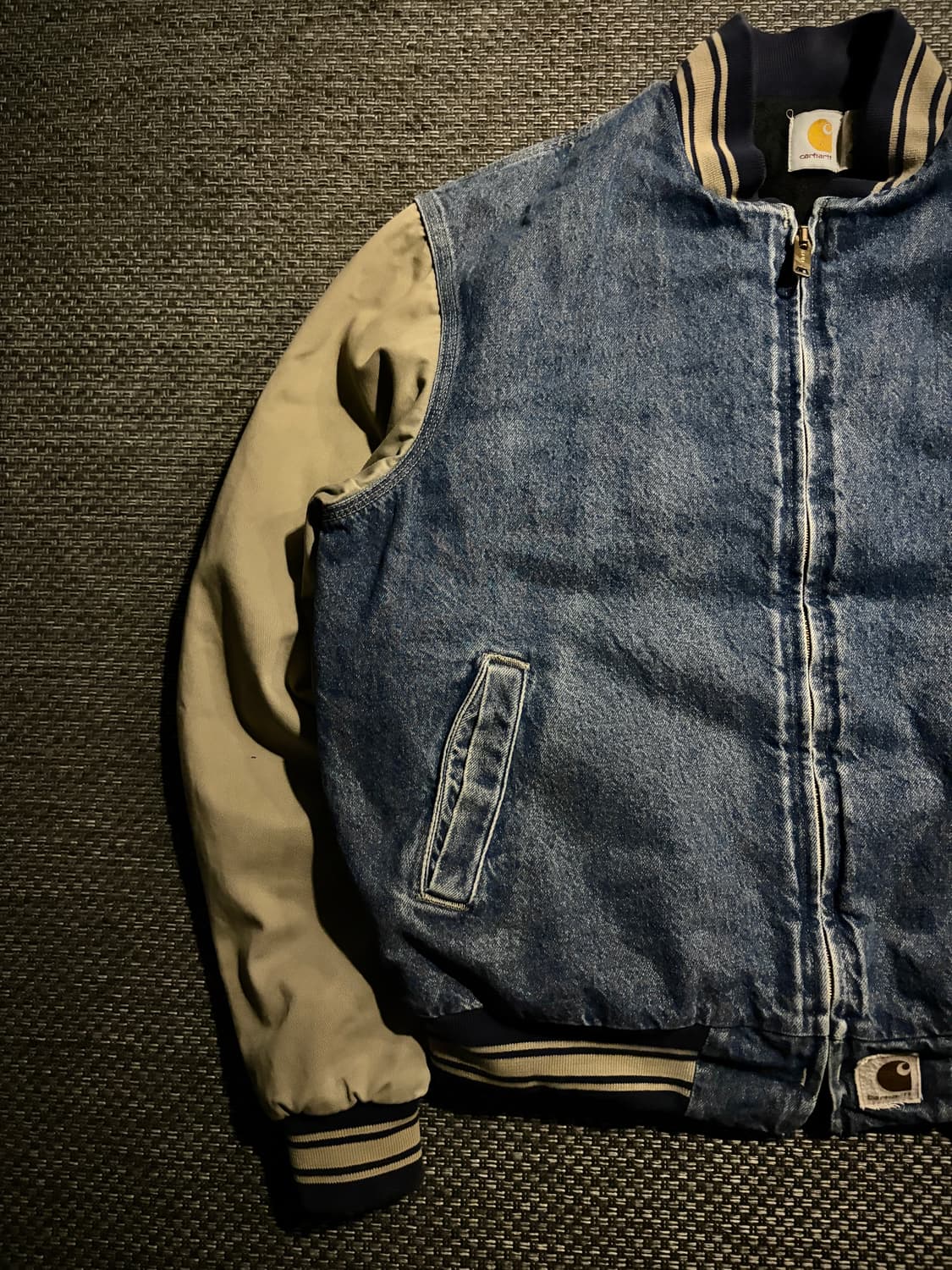 90s 칼하트 데님 베이스볼 자켓 JQ0198 L/R USA🇺🇸 상품이미지2