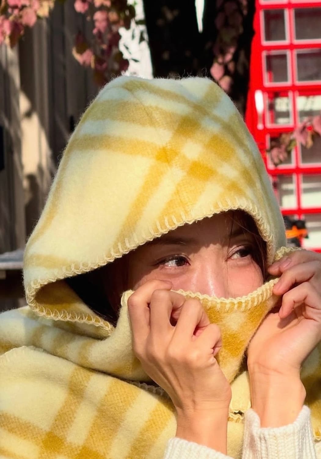 버버리 체크 머플러 울후드 머플러하늘색 남여공용 상품이미지9