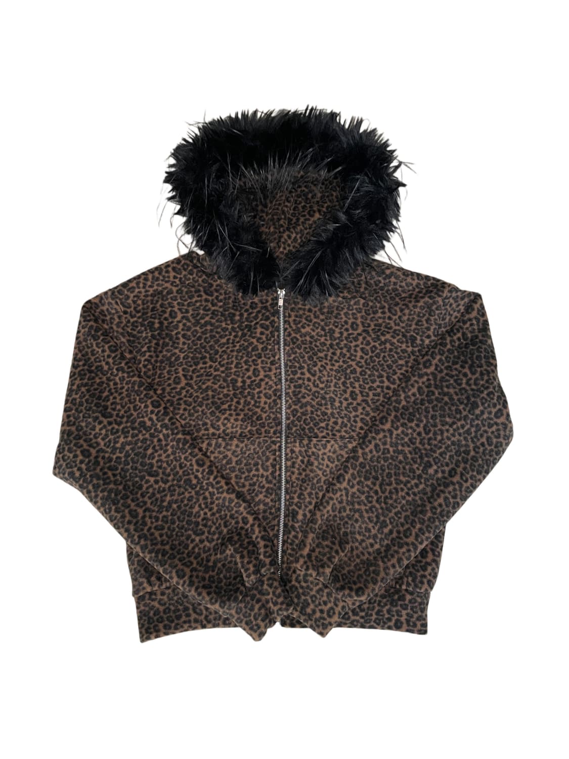 레오파드 호피 퍼 후드 후리스 기모 집업 상품이미지7