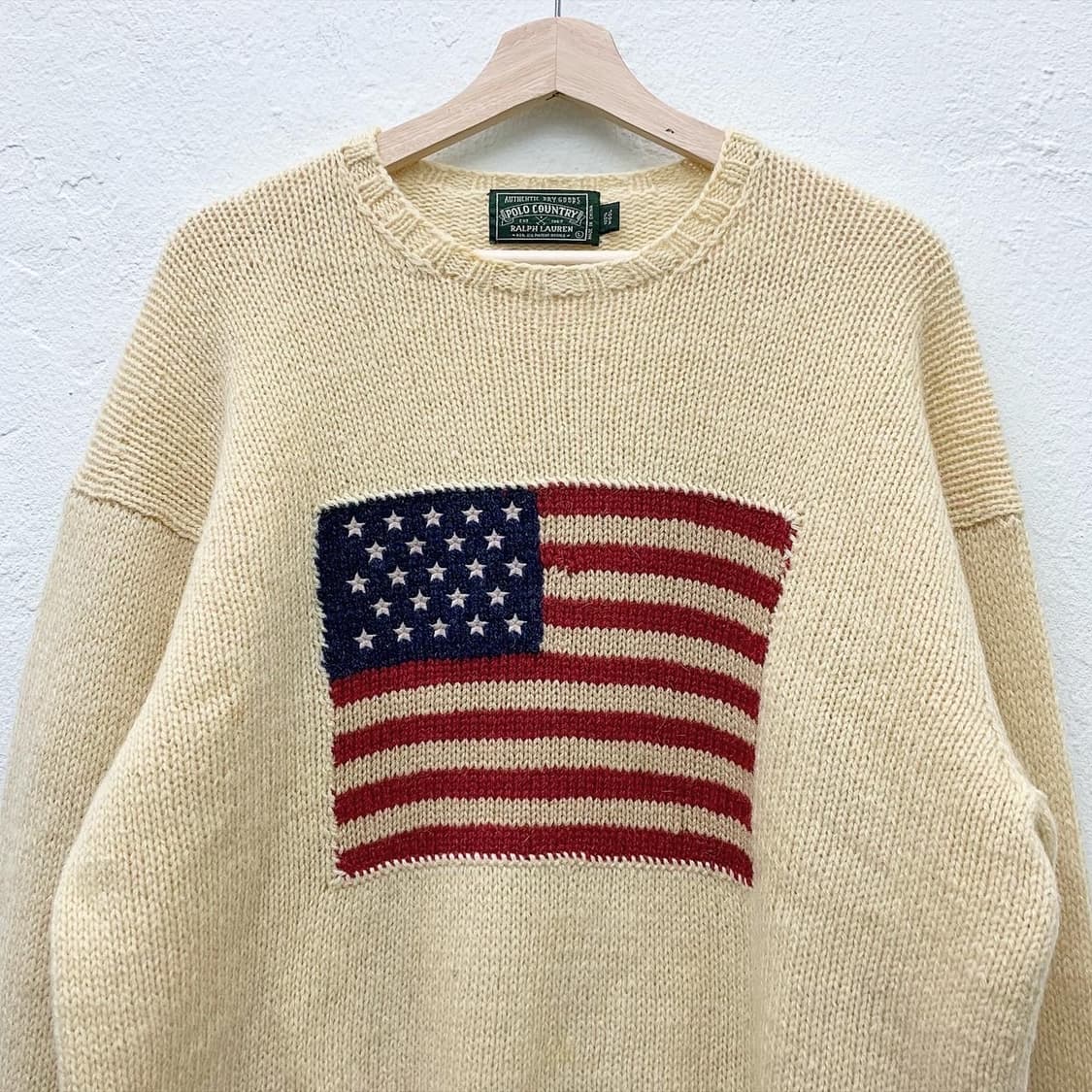 폴로 컨트리 아이보리 성조기 울 라운드 니트 상품이미지4