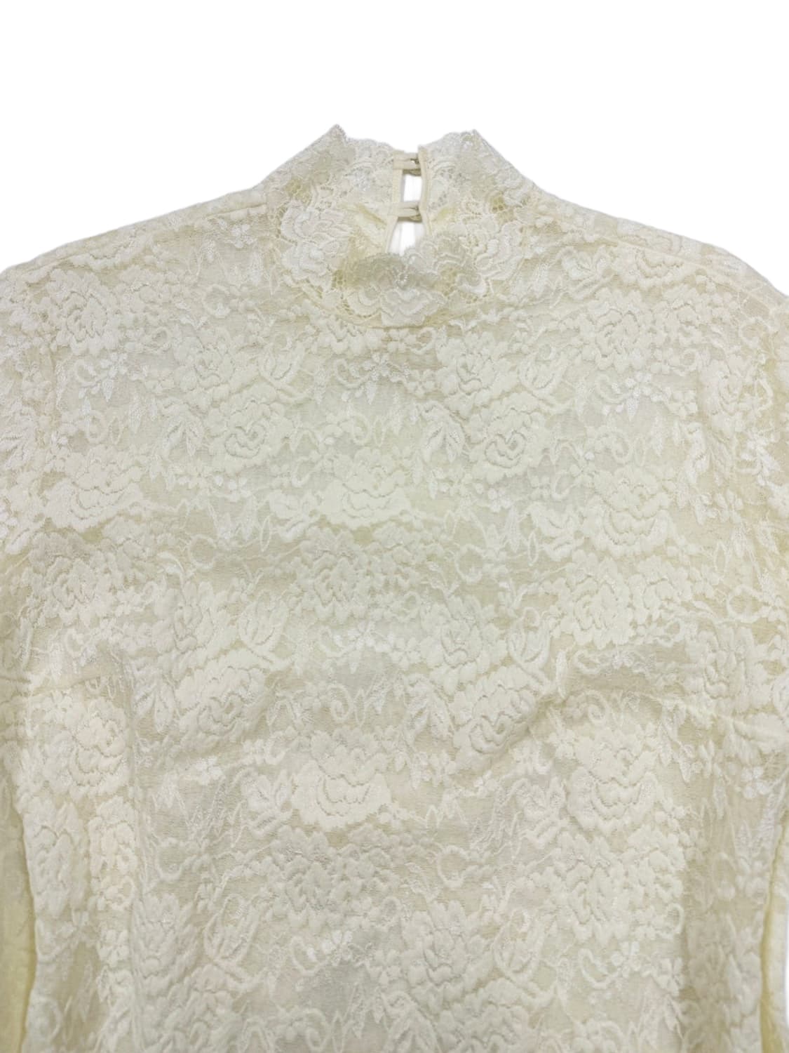 빈티지 아이보리 시스루 레이스 레이어드 긴팔티 상품이미지3