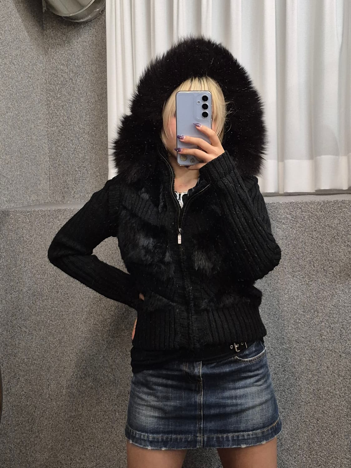 BLACK NEAT FUR ZIPUP 상품이미지3