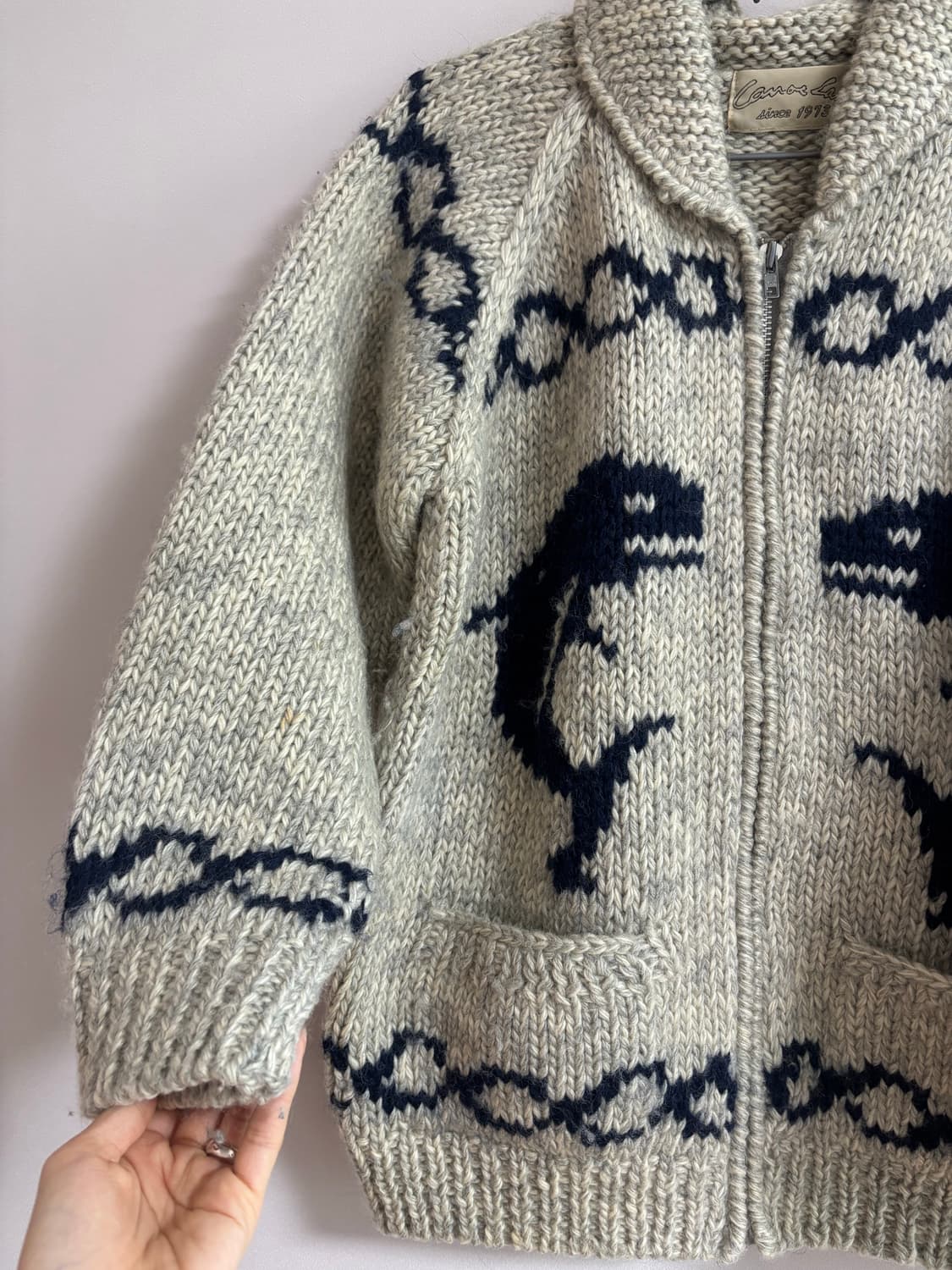 빈티지) 돌고래 코위챤st 니트집업 상품이미지2