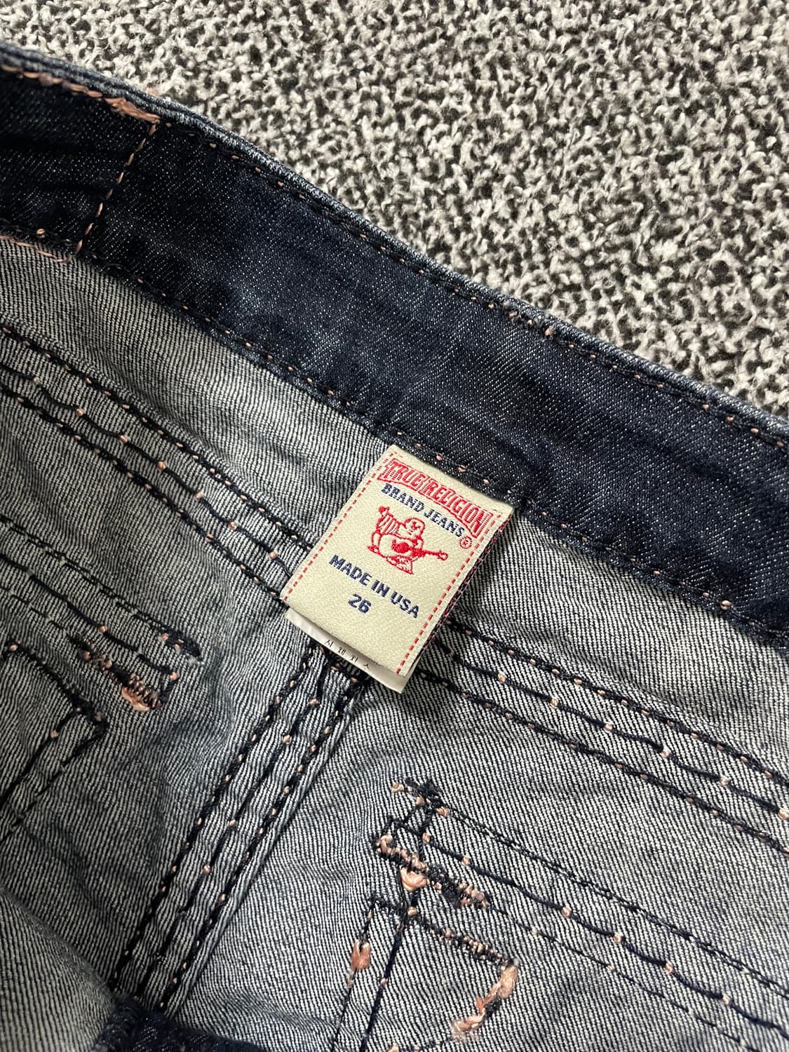 빈티지9. 트루릴리전 로즈골드 스티치 로우라이즈 워시드 데님팬츠 청바지 상품이미지3