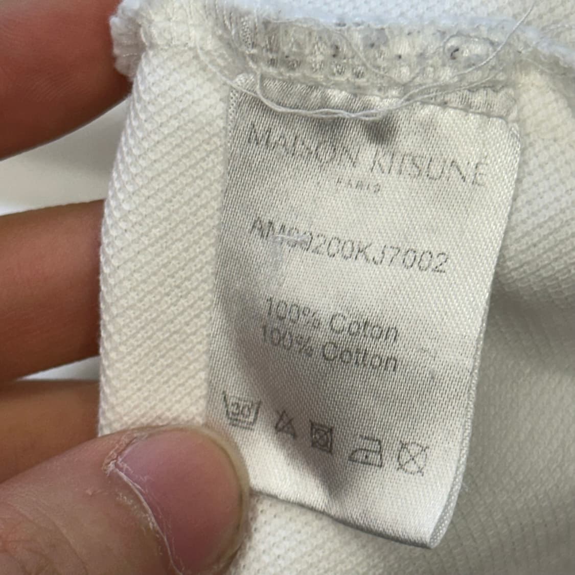 XL 메종키츠네 트리컬러 폭스 화이트 카라 반팔 티셔츠 상품이미지5